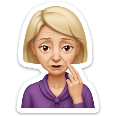 create a woman that is holding her neck because she is smelling something bad sticker