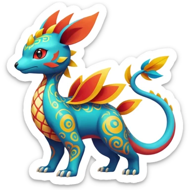 Elemental magical colorful exotic animesque Pokémon-Fakémon-animal-creature sticker