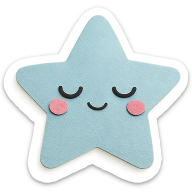 adorable pastel blue star, closed eyes, gentle glow, no arms or legs, full body, kawaii style sticker