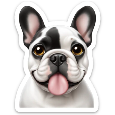 French bulldog, black , white spot chest, blow a kiss sticker