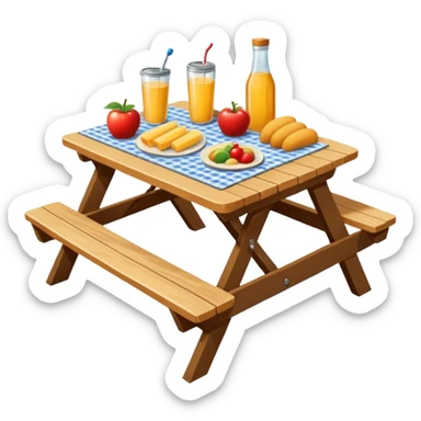 picnic table with food items on it sticker