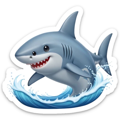 A smiling shark hitting waves of water with its tail sticker
