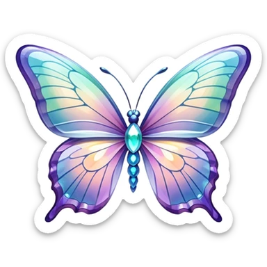 Sparkly glossy Pastel iridescent glass crystal butterfly sticker