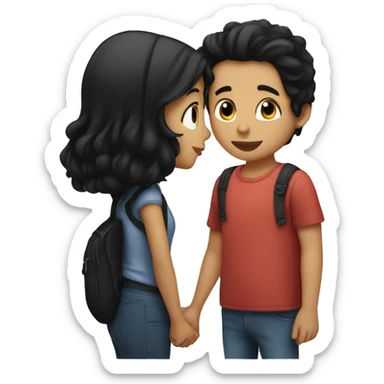 A girl and a boy with black hair kissing  sticker