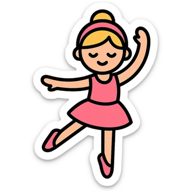 color outline icon of a girl doing ballet sticker