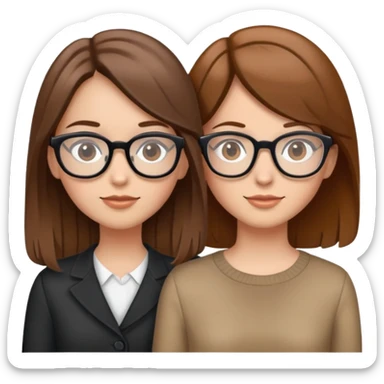 deux filles une châtain avec lunette et une châtain clair sticker