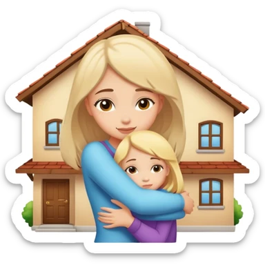 Girl hugging home  sticker