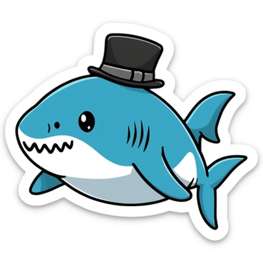 shark wearing a top hat sticker