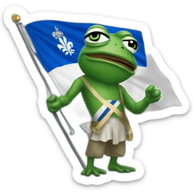 Pepe the frog holding Quebec flag sticker