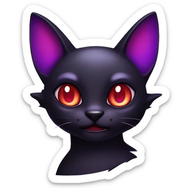 Vampiric black cat fakemon with red purple markings sticker