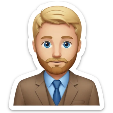 Blonde guy with blue eyes and brown beard in a working suit sticker