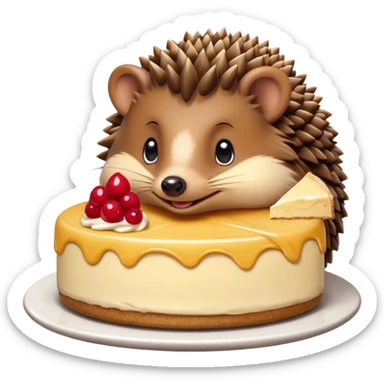 hedgehog eating cheesecake sticker