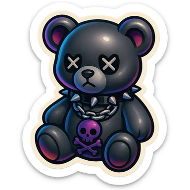 gothic teddy bear, retro stickers style sticker