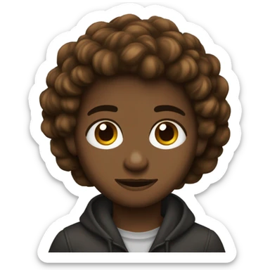 Adolescente com cabelo ondulado leve e mkarrom bem escuro, pele bem branca, olhos castanhos escuros  sticker