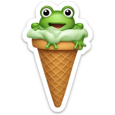 ice cream cone with frog on top sticker