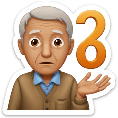generate iphone emoji of a old gguy hold 7 and 11 numbers on hands scaried sticker