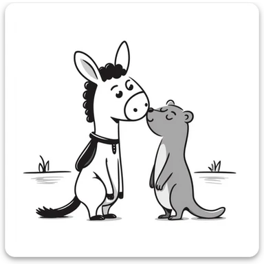 a donkey kissing an otter sticker