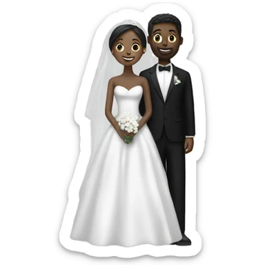 bridal couple dresses in black and white without face sticker