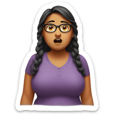 Overweight Indian girl making a wtf face with glasses on sticker
