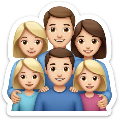 Happy family of 5: mom, dad, two sisters and brother sticker