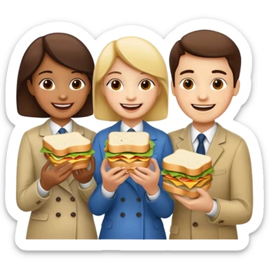 three people eating sandwich sticker