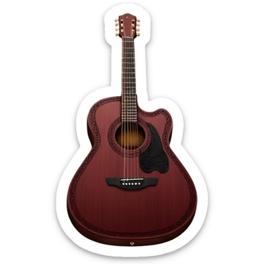 dark maroon acoustic guitar with black lace details sticker