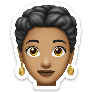 Tanned woman with black hair dressed in 1990s hip hop hair, makeup, and attire  sticker