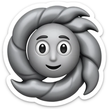 cyclone emoji with cartoonish eyes and black limbs, simple emoji-like style sticker
