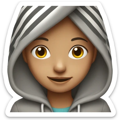 smiling girl with striped hoodie sticker