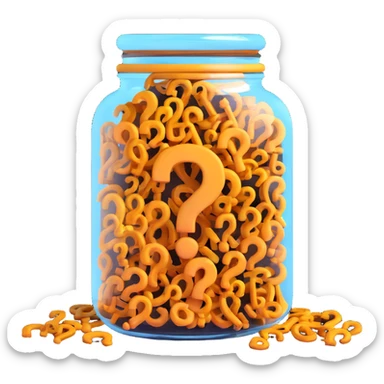 glass jar filled with question marks sticker
