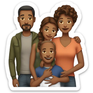 Father mother and three sons sticker