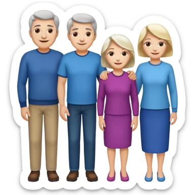 Boy, middle age, old age, old age women, middle age, girl. Standing side by side. sticker