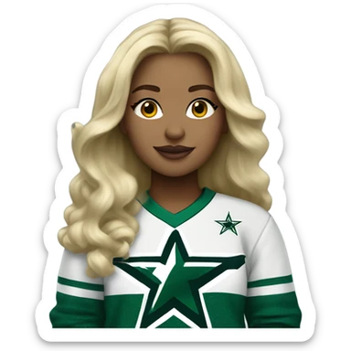 Blonde girl wearing Dallas Stars sweater sticker