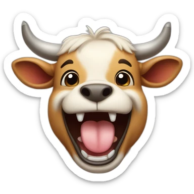 Cute Bull laughing out loud realistic sticker