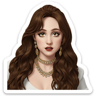 brown haired girl in jewelry sticker