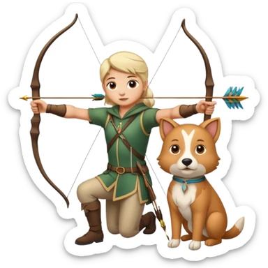 un archer avec une bete de compagnie sticker