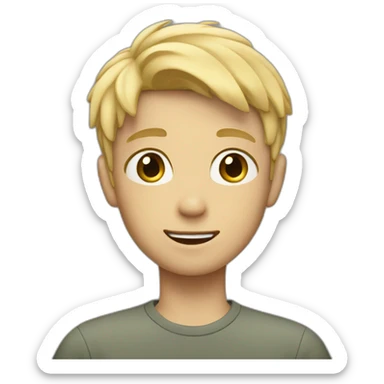 Blonde boy with medium short hair waving with one hand to the camera sticker