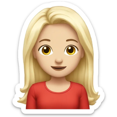 triplets wearing red, 2 brunette one blonde sticker