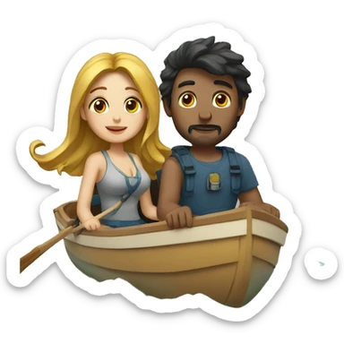 Couple in zodiac boat sticker