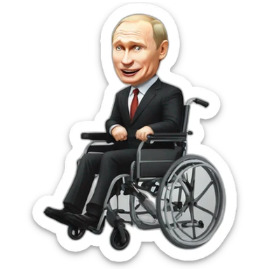 meat cube big holding jumping wheelchair vladimir putin sticker