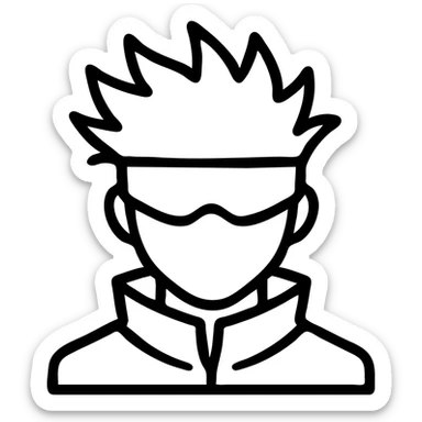 Gojo Satoru icon, line art, subtle anime influence, focus on silhouette and blindfold sticker