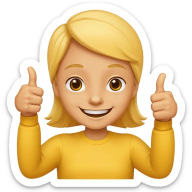 smiling face with hands giving a thumbs up sticker