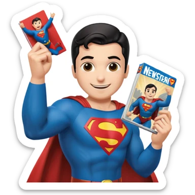 a magazine with Superman on the cover sticker