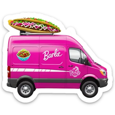 Barbie’s hot tacos Extended length Sprinter 4500 van high roof delivery truck capable of rock and desert racing  sticker