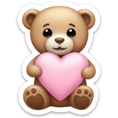 Valentine teddy bear with pastel pink heart sticker