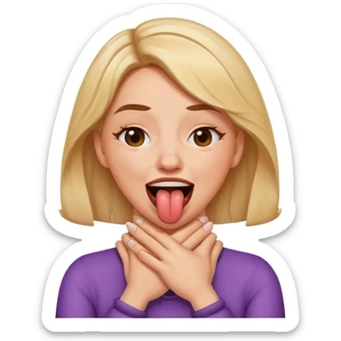 criss cross hands around throat choking self woman emoji tongue out laughing sticker
