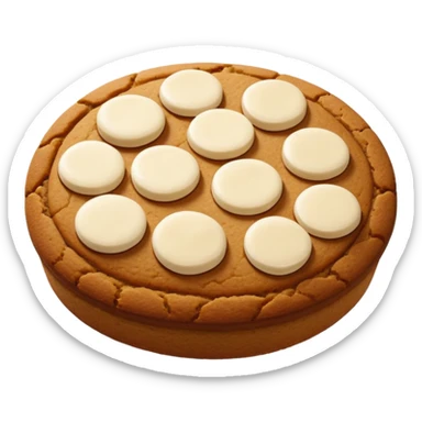round gingerbread with three white almonds on top, seen from above sticker