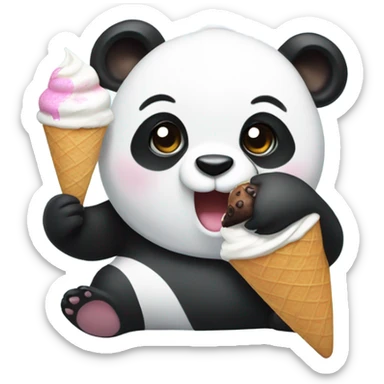 Panda eating ice cream sticker