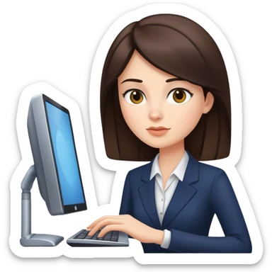 Brunette Business women sur un ordinateur  sticker