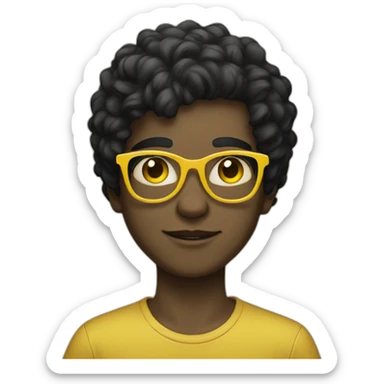 boy with yellow tinted glasses and combed black hair  sticker